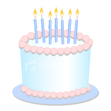 Ultra Cute 7 Year Old Birthday Cake Stickers With 7 Candles Purple and